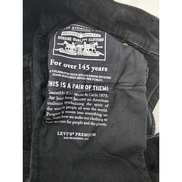 Levis Jeans Mens 34x32 Lot 514 Big E Leather Tab Premium Black Denim - Picture 4 of 11